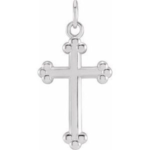 14K White 17x11 mm Cross Pendant